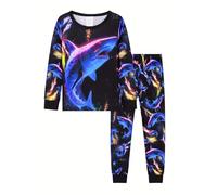XJUERAA Boys Pyjamas Sets Kids Pjs Dinosaur Moster Truck Shark Digger Print Nightwear Toddler Long Sleeve Crewneck Polyester 2 Piece Sleepwear Winter Clothes Age 2-8 Years