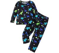 XJUERAA Boys Pyjamas Sets Kids Pjs Dinosaur Moster Truck Shark Digger Print Nightwear Toddler Long Sleeve Crewneck Polyester 2 Piece Sleepwear Winter Clothes Age 2-8 Years