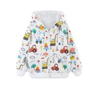 XJUERAA Kids Hoodie Zip Up Boys Girls Dinosaur Digger Unicorn Hoodies Toddler Hooded Coat Zip Up Clothes Baby Cotton Crewneck Long Sleeve Jacket Age 1-7 Years Old