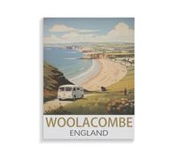 XJUfW Paint by Numbers Kits for Adults, Painting by Number Kits On Canvas,Woolacombe England Without Frame DIY Color Oil Painting Paints,Home Wall Decor，20x30cm(AA-1260