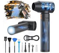 XJUGEZ Compressed Air Duster - 180,000RPM Electric Air Duster with Flashlight | 25W Charging Head | Type-C Charging Cable,Compressed Air Cleaner for PC,Keyboards, Electronic Devices/Outdoor Black