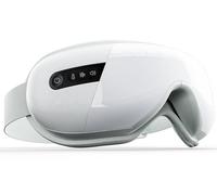 XJUGEZ Eye Massager with Heat, Compression＆Music, Electric Heated Eye Mask for Relax Eyes, Relieve Eyestrain & Dry Eyes, Birthday Gifts for Women/Men/Mom/Dad, White