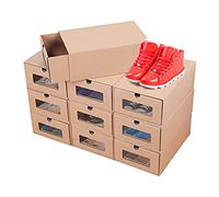 XJYMCOM 10Pcs Cardboard Storage Shoes Boxes Drawer Type Foldable Storage with Visible Window Cardboard for Shoes File Dress or Toys Storage