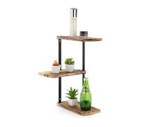 XJYMCOM 3 Tier Corner Shelf Rustic Wood Floating Shelves Wall Mounted Corner Storage Rack Paulownia Antique Display Wall Shelf for Bedroom Living Room Bathroom Kitchen Office