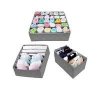 XJYMCOM 3PCS Drawer Organiser for Underwear Wardrobe Storage Organiser Closet Dividers Storage Box Bra and Socks organiser for Bras Underwear Socks Ties Jewelry