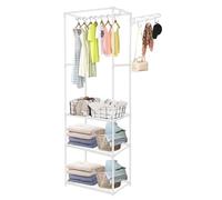 XJYMCOM Clothe Rail, Clothing Rack Heavy Duty for Bedroom Freestanding Garment Rack with Hanging Rails & 2-Tier Storage Shoe Shelves for Clothes Storage Organizer 170cm x 55cm x 36cm White