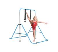 XJYMCOM Gymnastics Bar,Adjustable Gymnastics Bar Training Kip Bar Gymnastics Equipment kids Gymnastics Bars for Home,With Gymnastics Grips Wristbands & Ground Nail Blue