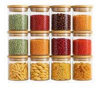 XJYMCOM Spice Jars, 24 Set Glass Jars with Lids, 200ml Spice Organiser with Labels Small Food Cereal Storage Canister Containers for Home Kitchen Tea Herbs Coffee Flour Herbs Grains