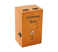 XJYMCOM Useless Boring Box Wooden Self-Closing Box Creative Funny Prank Toys Desktop Decoration