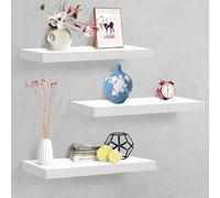XJYMCOM White Floating Wooden Wall Mounted Shelves Wooden Decorative Hanging Display Rack Organizer 80cm x 20cm - Pack of 3