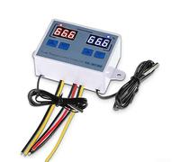 XK-W1088 Dual Display Thermostat with Red Blue LED Indicators for Clear Heating Cooling Status, Compatible with 12V 24V 110V 220V Power Sources (24V)
