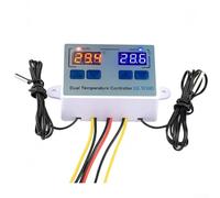 XK-W1088 Dual Display Thermostat with Red Blue LED Indicators for Clear Heating Cooling Status, Compatible with 12V 24V 110V 220V Power Sources (220V)