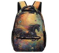 XKASKDFKE Comfort-First Children's Backpack Animal - Art Horse Design with Airflow Back Panel One Size