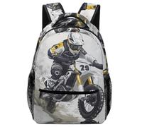 XKASKDFKE Dirt Bike Action Themed Kids Backpack Vehicle - Adjustable Straps & Emergency Whistle Included One Size
