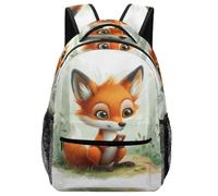 XKASKDFKE Easy-Clean Cute Fox Backpack Animal - Wipeable Surface & Spacious Main Pocket One Size