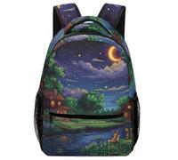 XKASKDFKE Easy-Clean Night View Backpack Beautiful Scenery - Wipeable Surface & Spacious Main Pocket One Size