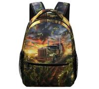 XKASKDFKE Ergonomic Kids Backpack Transportation - Cool Truck Theme with Pressure-Relief Straps One Size