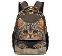 XKASKDFKE Kids School Bag Animal - Cat Kitten Art Print with Water-Resistant Side Pockets One Size