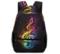 XKASKDFKE Kids School Bag Art Music - Music Note Print with Water-Resistant Side Pockets One Size