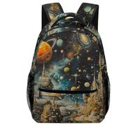 XKASKDFKE Kids School Bag Universe - Beautiful Universe Print with Water-Resistant Side Pockets One Size