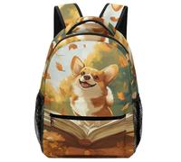 XKASKDFKE Sturdy Twill Fabric Backpack Animal - Corgi Dog Themed Kids Day Bag One Size