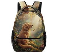 XKASKDFKE UK Kids Backpack Animal - Golden Retriever Dog Design with Reflective Accents (Optional) One Size