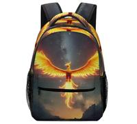 XKASKDFKE UK Kids Backpack Fantasy Creatures - Flame Phoenix Design with Reflective Accents (Optional) One Size