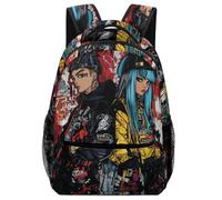 XKASKDFKE UK Kids Backpack Street - Japanese Graffiti Design with Reflective Accents (Optional) One Size