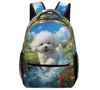 XKASKDFKE Unisex Kids Backpack Animal Pet - Bichon Frise Dogs Design with Safety Whistle Feature One Size