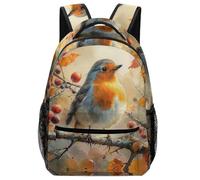 XKASKDFKE Unisex Robin Bird Backpack Animal - Foam Padded Comfort & Tear-Resistant Fabric One Size