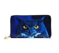 XKBFKLKMC 3D Blue Owl Womens Long Wallet Purse - Large Capacity Pu Leather Clutch Bag with Zipper, Card Holder Case, Credit Coin Wallets for Everyday, Travel, Work, Business