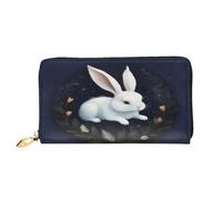 XKBFKLKMC 3D Cute White Rabbit Womens Long Wallet Purse - Large Capacity Pu Leather Clutch Bag with Zipper, Card Holder Case, Credit Coin Wallets for Everyday, Travel, Work, Business