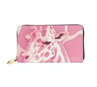 XKBFKLKMC 3D Pink Giraffe Texture Womens Long Wallet Purse - Large Capacity Pu Leather Clutch Bag with Zipper, Card Holder Case, Credit Coin Wallets for Everyday, Travel, Work, Business