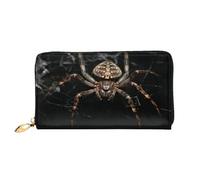 XKBFKLKMC 3D Scary Spider Womens Long Wallet Purse - Large Capacity Pu Leather Clutch Bag with Zipper, Card Holder Case, Credit Coin Wallets for Everyday, Travel, Work, Business