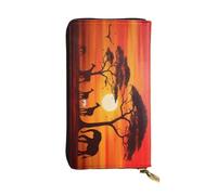 XKBFKLKMC African Animal Sunset Womens Long Wallet Purse - Large Capacity Pu Leather Clutch Bag with Zipper, Card Holder Case, Credit Coin Wallets for Everyday, Travel, Work, Business