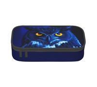XKBFKLKMC Blue Owl 3D Print Pencil Case Large Capacity with Compartments, School Pen Case Stationery Organizer, Pencil Pouch for Girls Boys Students