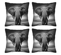 XKBFKLKMC Cushion Covers Set Of 4, Elephants Art 3d Print Square Throw Pillow Cover Soft Comfort Home Decorative Pillowcases For Sofa Chair Couch Bedroom Bed Car