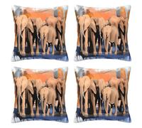 XKBFKLKMC Cushion Covers Set Of 4, Elephants Art 3d Print Square Throw Pillow Cover Soft Comfort Home Decorative Pillowcases For Sofa Chair Couch Bedroom Bed Car