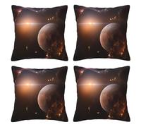 XKBFKLKMC Cushion Covers Set Of 4, Galaxy Space Planet 3d Print Square Throw Pillow Cover Soft Comfort Home Decorative Pillowcases For Sofa Chair Couch Bedroom Bed Car