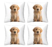 XKBFKLKMC Cushion Covers Set Of 4, Golden Retrievers 3d Print Square Throw Pillow Cover Soft Comfort Home Decorative Pillowcases For Sofa Chair Couch Bedroom Bed Car