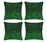 XKBFKLKMC Cushion Covers Set Of 4, Green Sequin Sparkle 3d Print Square Throw Pillow Cover Soft Comfort Home Decorative Pillowcases For Sofa Chair Couch Bedroom Bed Car