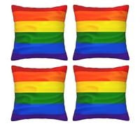 XKBFKLKMC Cushion Covers Set Of 4, Rainbow Flag 3d Print Square Throw Pillow Cover Soft Comfort Home Decorative Pillowcases For Sofa Chair Couch Bedroom Bed Car
