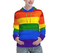 XKBFKLKMC Hoodies For Women Rainbow Flag Printed Casual Long Sleeve Sweatshirts Pullover Hooded Top Comfort Warm Ladies Hoodies Drawstring With Pocket