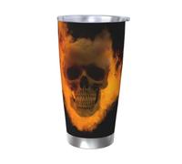 XKBFKLKMC Horror Skull 20oz Insulated Stainless Steel Tumbler with Lids and Straws, Double Wall Vacuum Travel Coffee Mug, Thermal Cup for Cold & Hot Drinks, Reusable Metal Straw & Brush