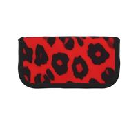 XKBFKLKMC Large Capacity Pencil Case Red Leopard Pattern Print - Stylish Canvas Pen Case Pouch Storage Office College School Stationery Organizer for Girls and Boys Pen Bag