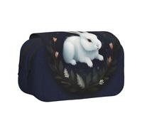 XKBFKLKMC Large Pencil Case Cute White Rabbit 3D Print Double Zippers Pencil Pen Bag Pouch - Stylish Stationery Storage Organizer for School, Students, Girls, Boys, and Adults