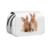 XKBFKLKMC Large Pencil Case Cute White Rabbit 3D Print Double Zippers Pencil Pen Bag Pouch - Stylish Stationery Storage Organizer for School, Students, Girls, Boys, and Adults