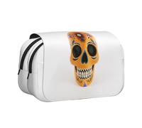 XKBFKLKMC Large Pencil Case Floral Skull 3D Print Double Zippers Pencil Pen Bag Pouch - Stylish Stationery Storage Organizer for School, Students, Girls, Boys, and Adults
