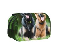 XKBFKLKMC Large Pencil Case German Shepherd Dog 3D Print Double Zippers Pencil Pen Bag Pouch - Stylish Stationery Storage Organizer for School, Students, Girls, Boys, and Adults