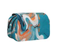 XKBFKLKMC Large Pencil Case Orange White and Blue Art 3D Print Double Zippers Pencil Pen Bag Pouch - Stylish Stationery Storage Organizer for School, Students, Girls, Boys, and Adults